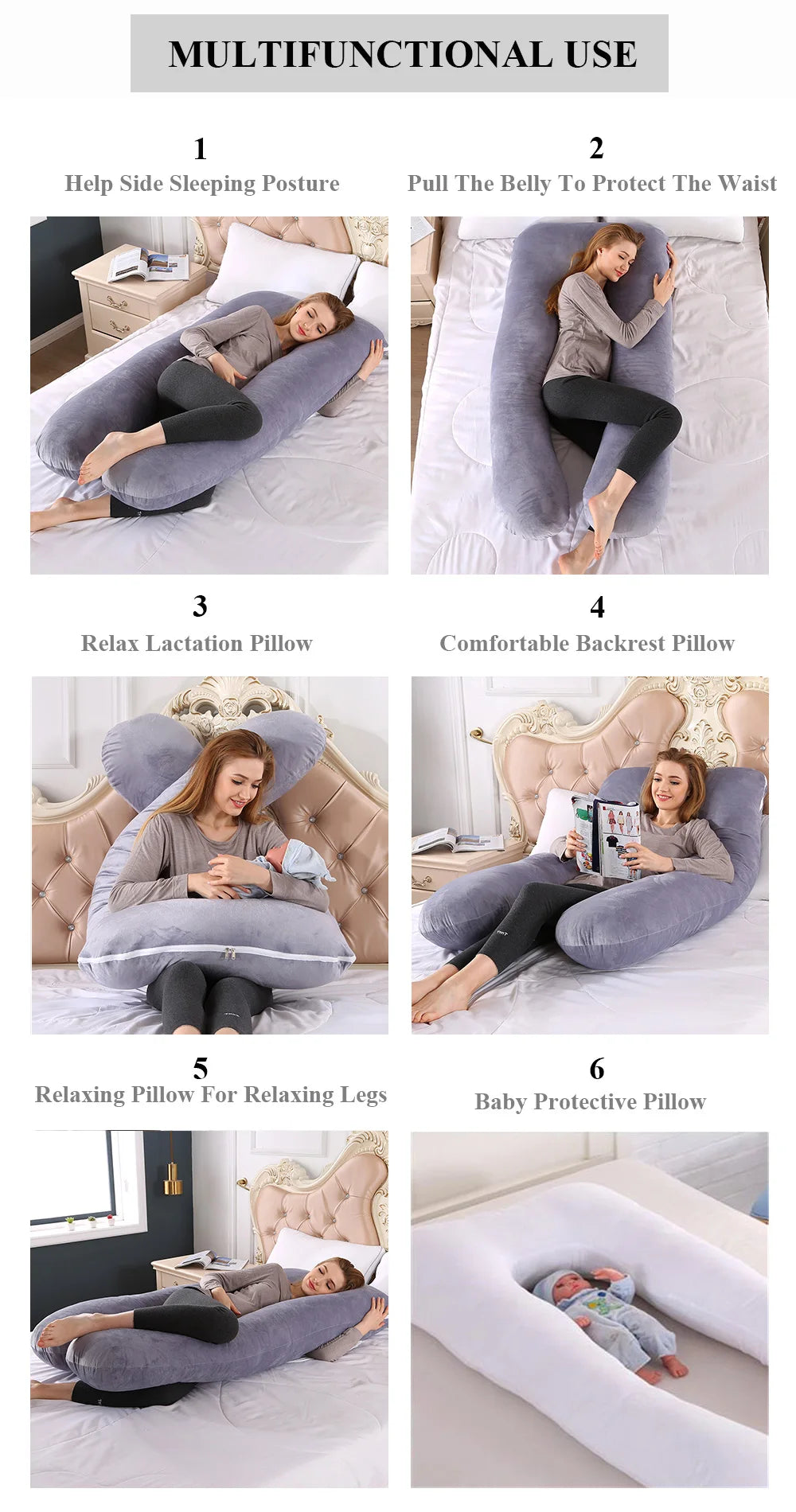 Coussin de Grossesse PANGDUBE en U — Soulagement Douleurs & Sommeil Serein | BébéSerein