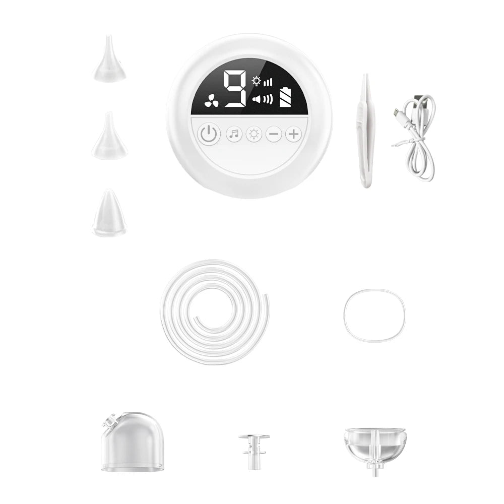 Aspirateur nasal électrique pour bébé, nettoyeur de nez avec musique et veilleuse intégrées, aspirateur nasal rechargeable pour bébés-Baby Nasal Aspirator Electric Nose Cleaner with Built-In Music & Night Light Rechargeable Nose Booger Sucker for Babies