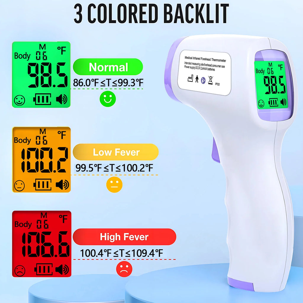 Thermomètre infrarouge numérique LCD pour la mesure corporelle chez les enfants et les adultes, sans contact, pour enfants et adultes.