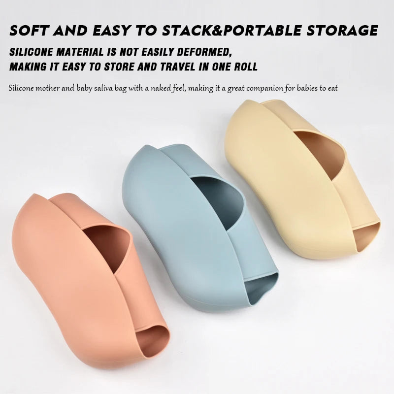 Bavoir en silicone imperméable et souple pour bébé, réglable sur 4 positions, idéal pour les nouveau-nés. Isole les aliments, protège de la saleté et de la salive.