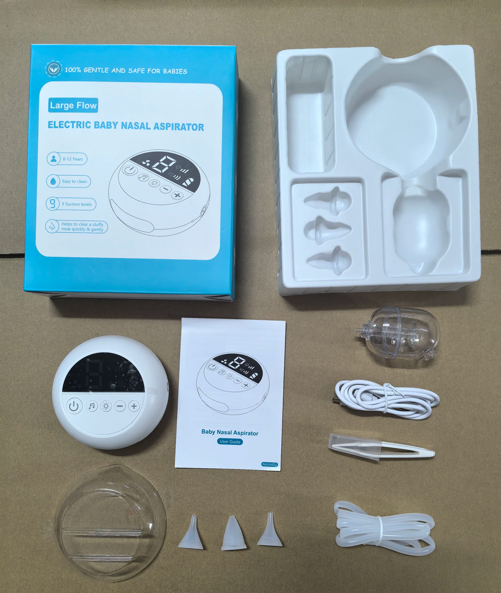 Aspirateur nasal électrique pour bébé, nettoyeur de nez avec musique et veilleuse intégrées, aspirateur nasal rechargeable pour bébés-Baby Nasal Aspirator Electric Nose Cleaner with Built-In Music & Night Light Rechargeable Nose Booger Sucker for Babies