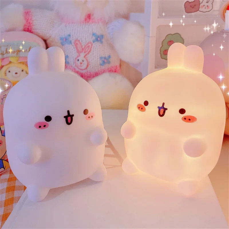 Veilleuse lapin, lampe de chevet LED, petite lampe de table sans fil, sur pied, décoration d'ambiance créative