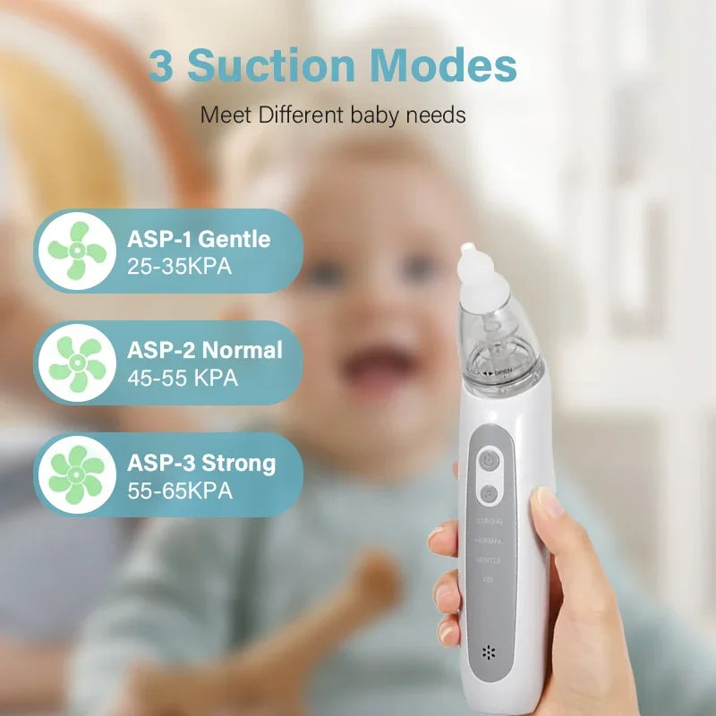 Aspirateur nasal électrique pour bébé et enfant en bas âge, nettoyeur de nez automatique avec musique et 3 embouts en silicon