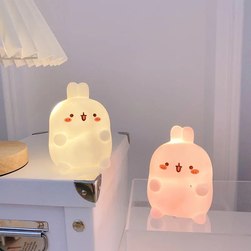 Veilleuse lapin, lampe de chevet LED, petite lampe de table sans fil, sur pied, décoration d'ambiance créative