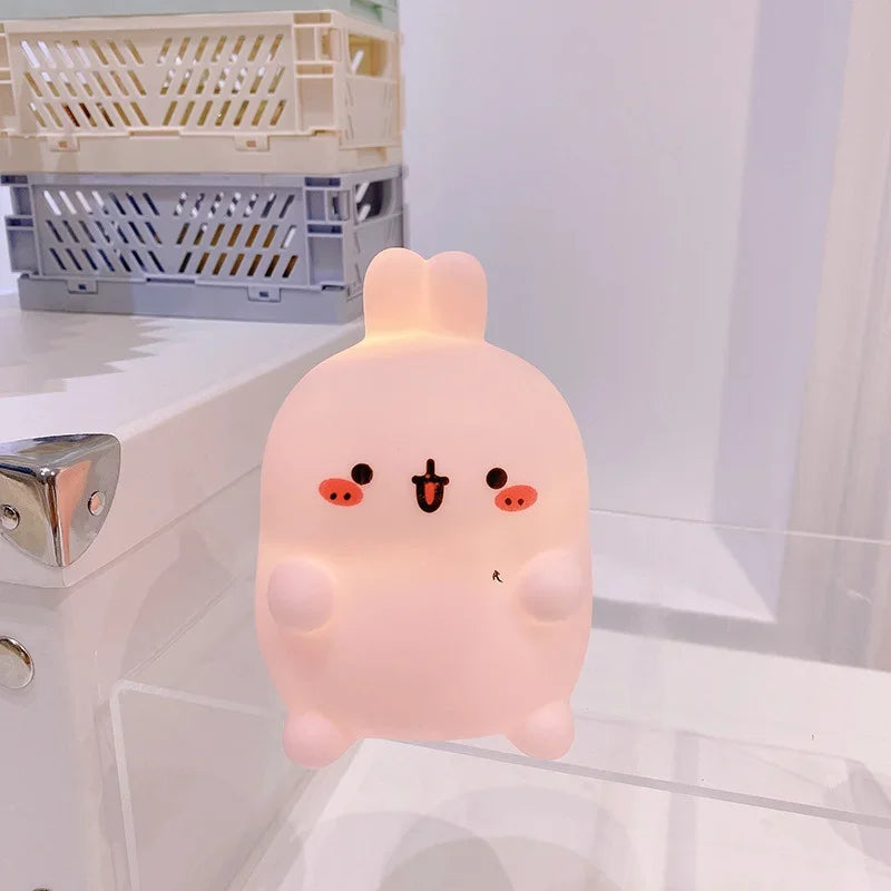 Veilleuse lapin, lampe de chevet LED, petite lampe de table sans fil, sur pied, décoration d'ambiance créative