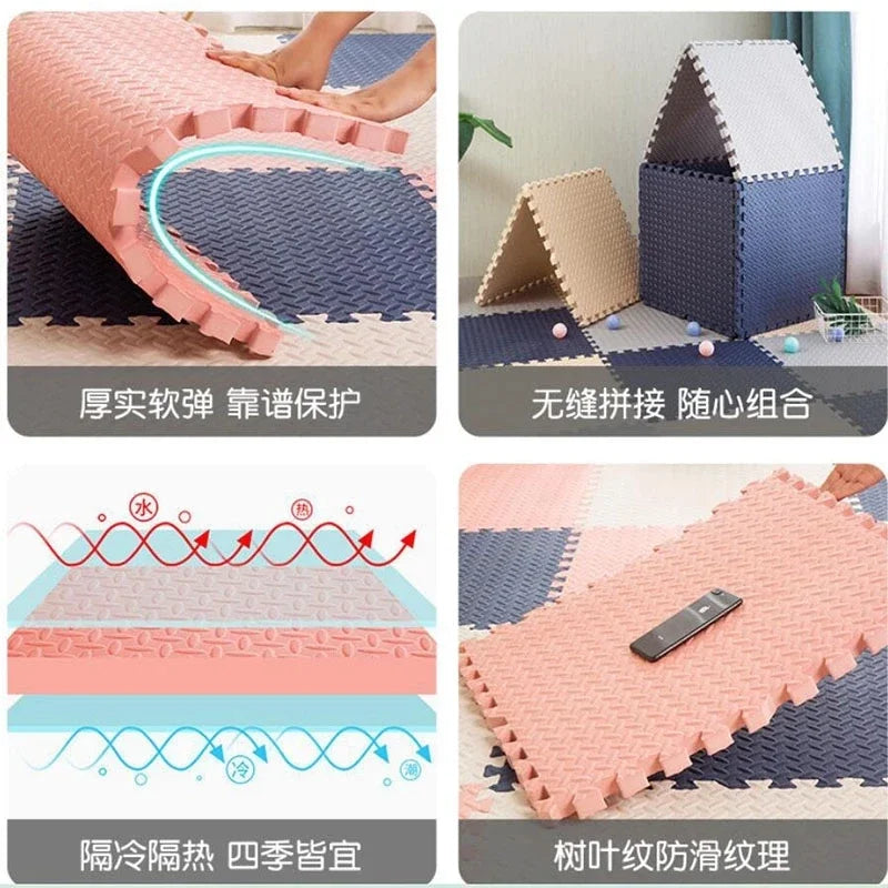 16pcs Tapis de jeu en mousse pour bébé, tapis puzzle, dalles d'exercice emboîtables pour enfants, tapis de sol puzzle, tapis de jeu doux 30*30*1cm