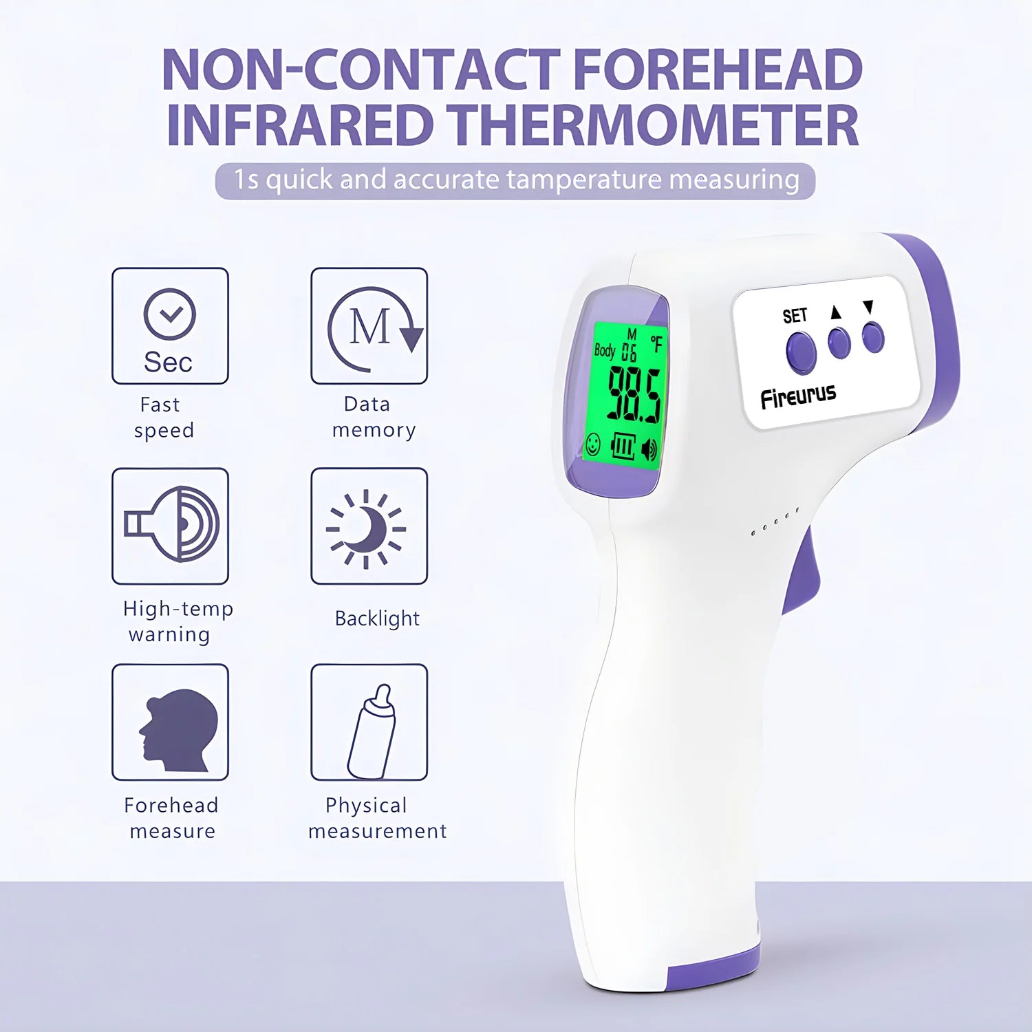 Thermomètre infrarouge numérique LCD pour la mesure corporelle chez les enfants et les adultes, sans contact, pour enfants et adultes.