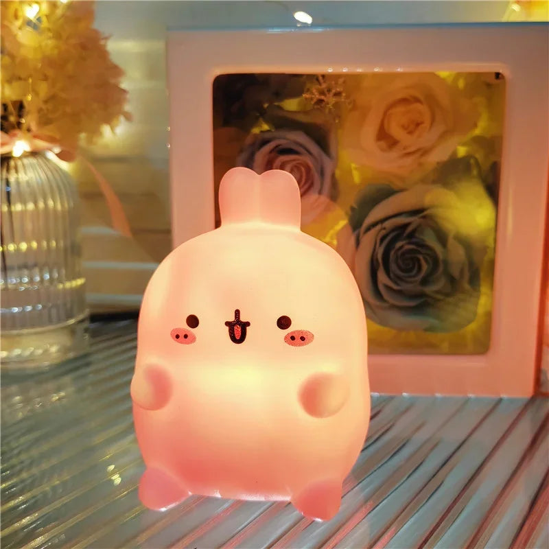 Veilleuse lapin, lampe de chevet LED, petite lampe de table sans fil, sur pied, décoration d'ambiance créative