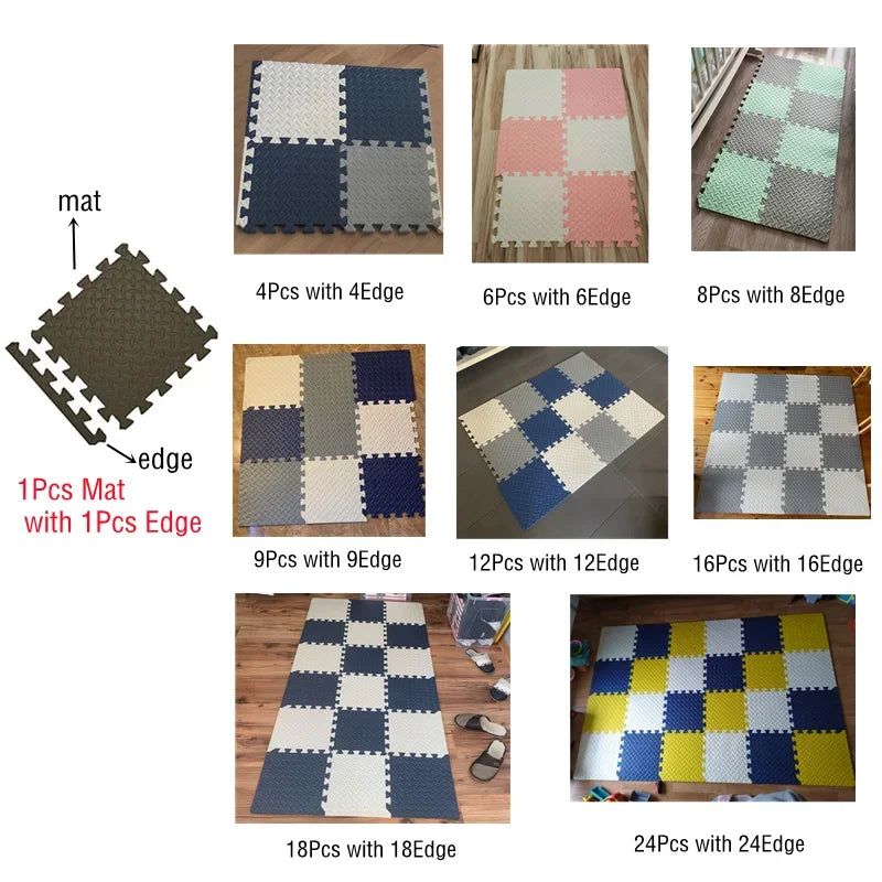 16pcs Tapis de jeu en mousse pour bébé, tapis puzzle, dalles d'exercice emboîtables pour enfants, tapis de sol puzzle, tapis de jeu doux 30*30*1cm