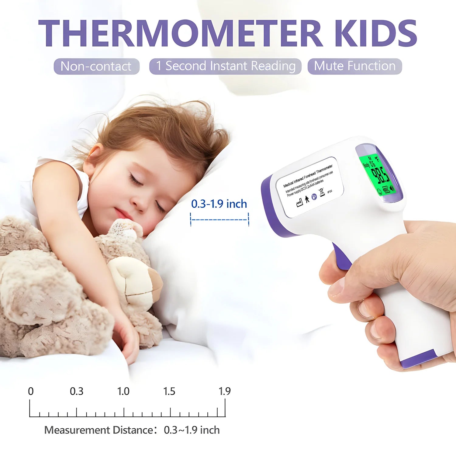 Thermomètre infrarouge numérique LCD pour la mesure corporelle chez les enfants et les adultes, sans contact, pour enfants et adultes.