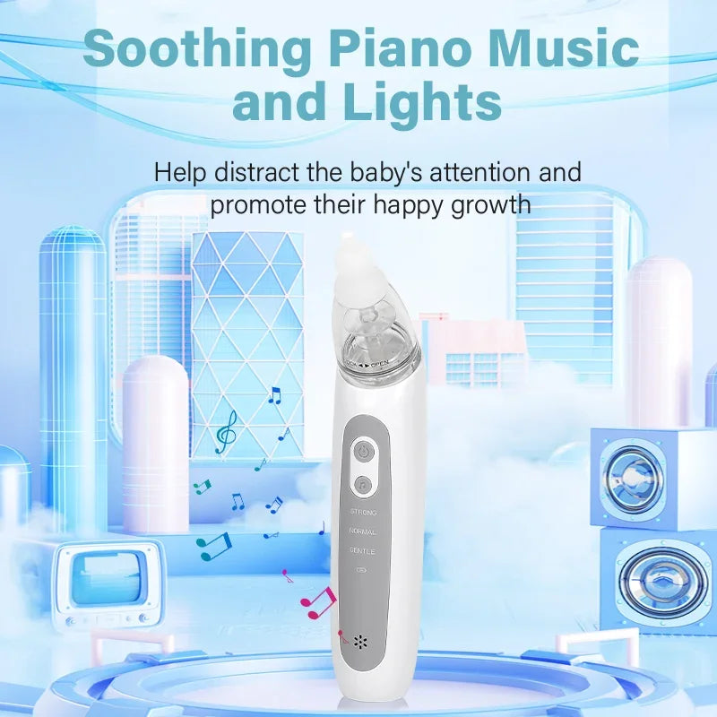 Aspirateur nasal électrique pour bébé et enfant en bas âge, nettoyeur de nez automatique avec musique et 3 embouts en silicon