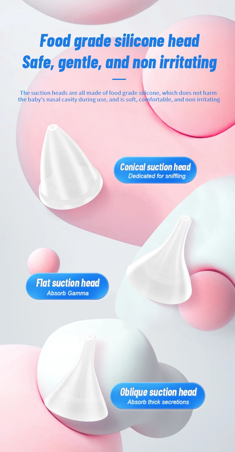 Aspirateur nasal électrique pour bébé, nettoyeur de nez avec musique et veilleuse intégrées, aspirateur nasal rechargeable pour bébés-Baby Nasal Aspirator Electric Nose Cleaner with Built-In Music & Night Light Rechargeable Nose Booger Sucker for Babies
